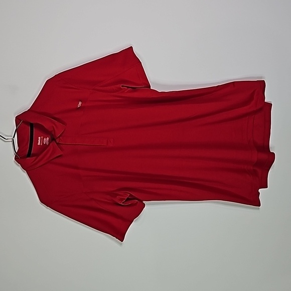 Reebok medium red playdry henley short sleeve shirt - Picture 1 of 6